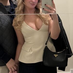 Zara Cream V-Neck Women's Blouse